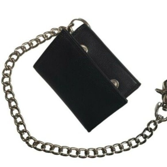 Men's RFID Signal Blocking Motorcycle Wallet with Chain Black - Picture 12 of 12